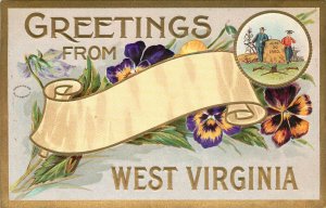 Vintage Postcard Greetings From West Virginia Embossed Juluis Bien