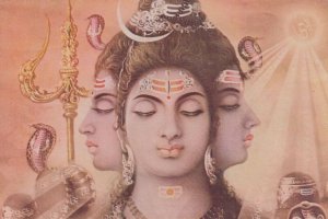 Indian Shiva Goddess Three Headed Woman Mystic Art Postcard