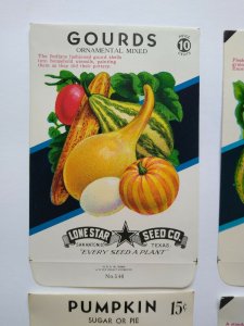 Halloween Gourds Pumpkins Seed Packs EMPTY Vintage Lot Of 4 Gourds Sugar Green