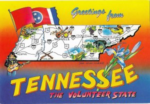 Greetings from Tennessee the Volunteer State Map Card 4 by 6