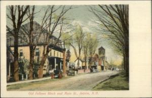 Antrim NH Odd Fellows Block & Main St. c1910 Postcard