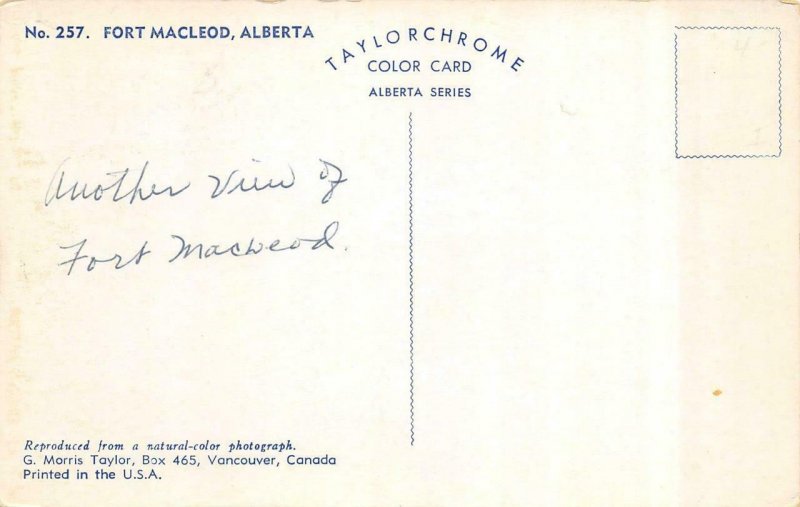 FORT MACLEOD, Alberta Canada  STREET SCENE Men's Parlour~Rexall Drugs  Postcards