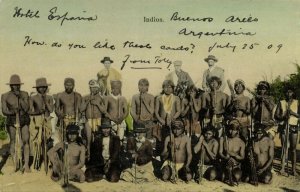 argentina, Group of Native Indians, Indios (1909) Postcard