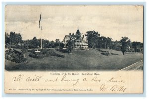 1905 Residence of E.H. Barney Springfield Massachusetts MA R.P.O. Postcard