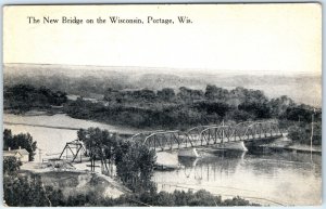 c1910s Portage, Wis New Bridge Wisconsin River Postcard WI Kropp Milwaukee A90