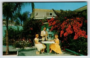 Postcard Weeki Wachee Springs Florida Garden Patio Dining Mermaids Chrome Unused