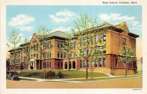 Cadillac Michigan 1930s Postcard High School Building