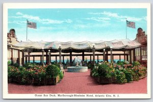 Ocean Sun Deck Marlborough Blenheim Hotel Atlantic City New Jersey NJ Postcard