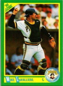 1990 Score Baseball Card Mike LaValliere Pittsburgh Pirates sk2586