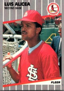 1989 Fleer Baseball Card Luis Alicea Second Base St Louis Cardinals sun0689