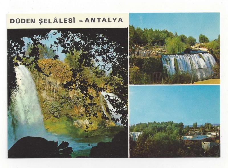 Turkey Antalya Duden Waterfalls Multiview Vtg Postcard 4X6