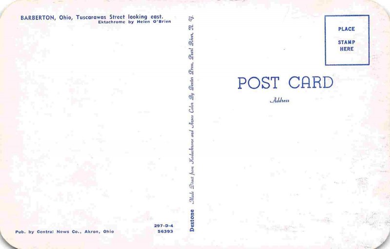 Tuscarawas Street Cars Barberton Ohio postcard 