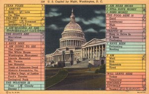 Vintage Postcard 1946 U. S. Capitol By Night Washington D.C. Correspondence Card