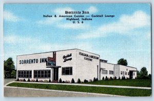 Highland Indiana Postcard Sorrento Inn Italian American Cuisine Restaurant c1940