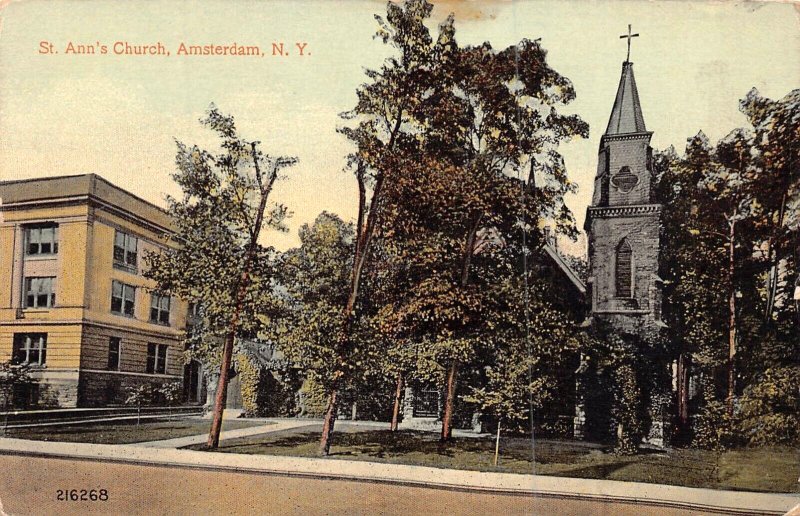 AMSTERDAM NEW YORK NY~ST ANN'S CHURCH POSTCARD