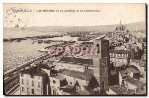 Postcard Old Marseille basins of Joliette and the Cathedral