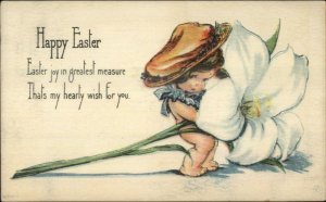 Easter Little Girl Bare Butt Giant Flower Unsigned Twelvetrees Postcard c1915