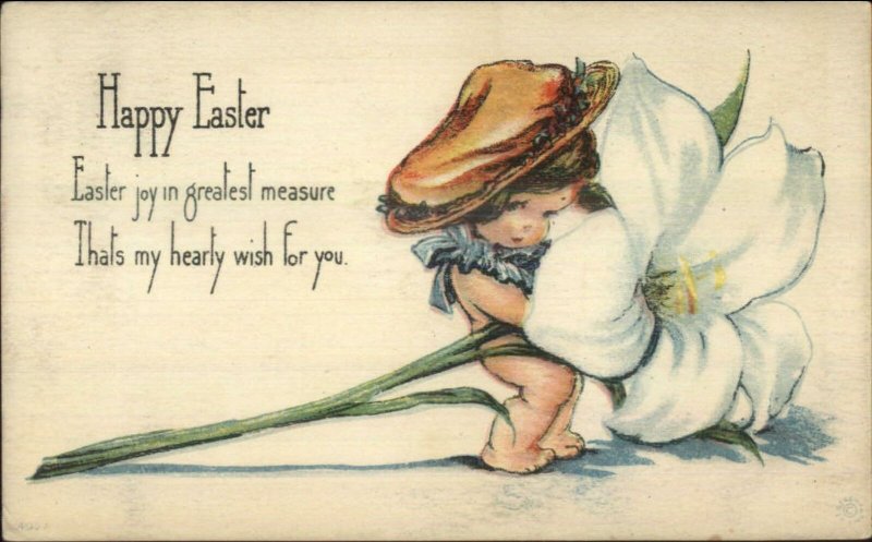 Easter Little Girl Bare Butt Giant Flower Unsigned Twelvetrees Postcard c1915