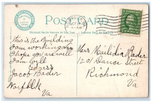 1914 Post Office Building Railroad Horse Buggy View Norfolk Virginia VA Postcard