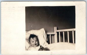 c1910s East Rockford IL Station Baby RPPC Photo June Hanson Marie Lindstrom A256