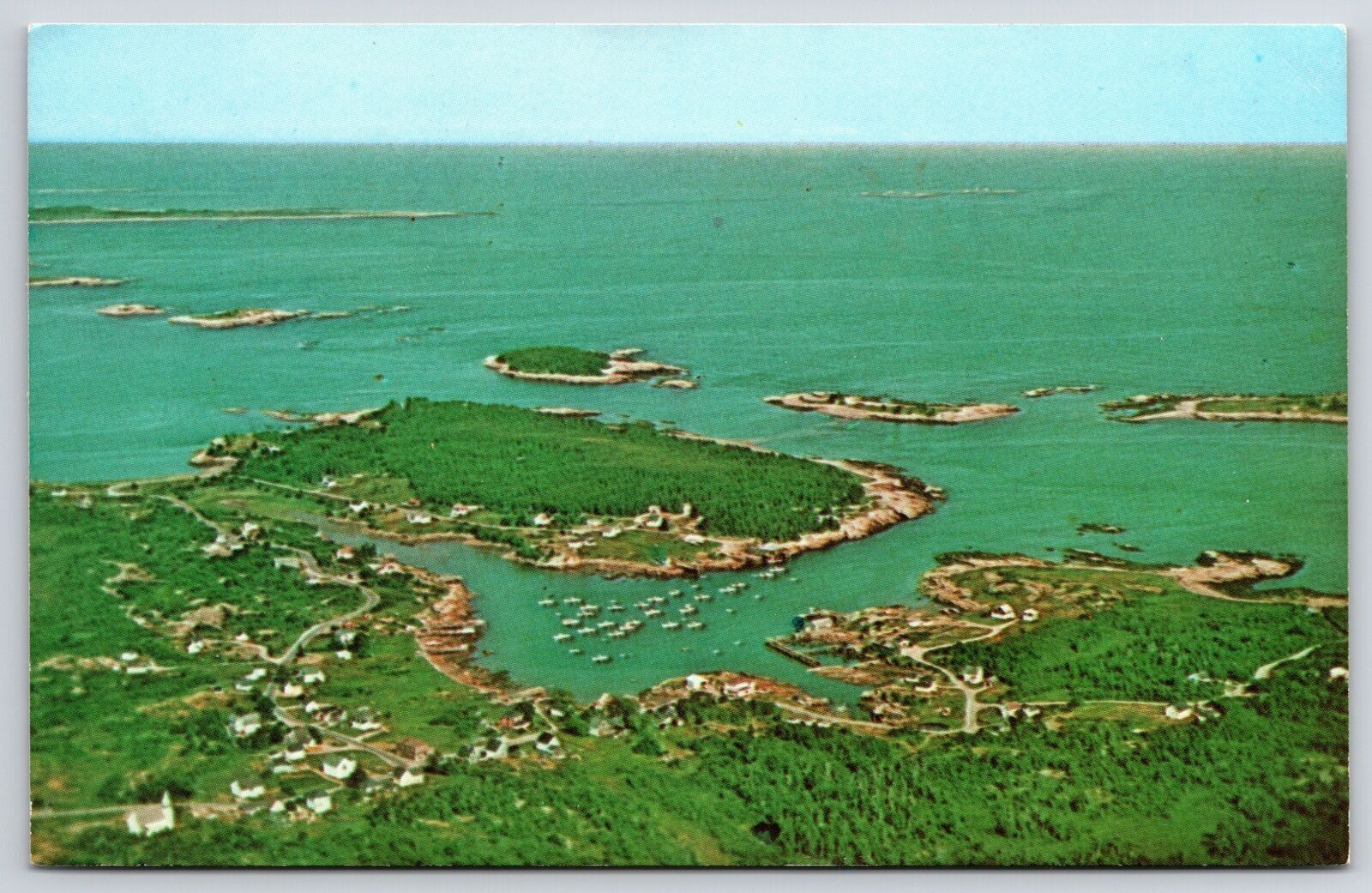 1971 Corea Maine ME Landlocked Harbor Shelter For Lobster Fleet Posted Postcard United States