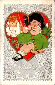 Be My Valentine Young Girl On Swing 1927