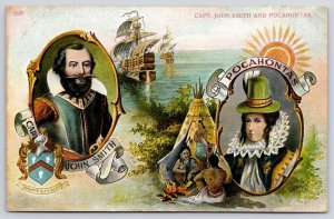 1907 Captain John Smith Pocahontas Native People Ships Boats Posted  Postcard