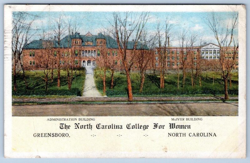 1924 GREENSBORO NORTH CAROLINA COLLEGE FOR WOMEN McIVER & ADMIN BUILDINGS