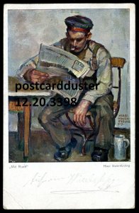 h3269 - GERMANY MILITARY Postcard 1917 Feldpost. Artist- HLASL Soldier