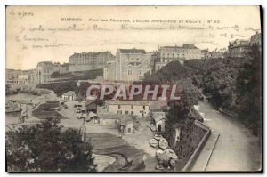 Old Postcard Biarritz Port des Pecheurs L'Eglise Ste Eugenie and Atavale