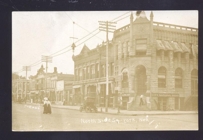 RPPC YORK NEBRASKA DOWNTOWN SQUARE STREET SCENE OLD REAL PHOTO POSTCARD