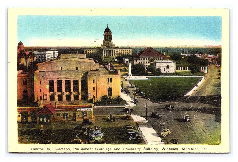 Auditorium Cenotaph Parliament Buildings University Winnipeg Manitoba Postcard