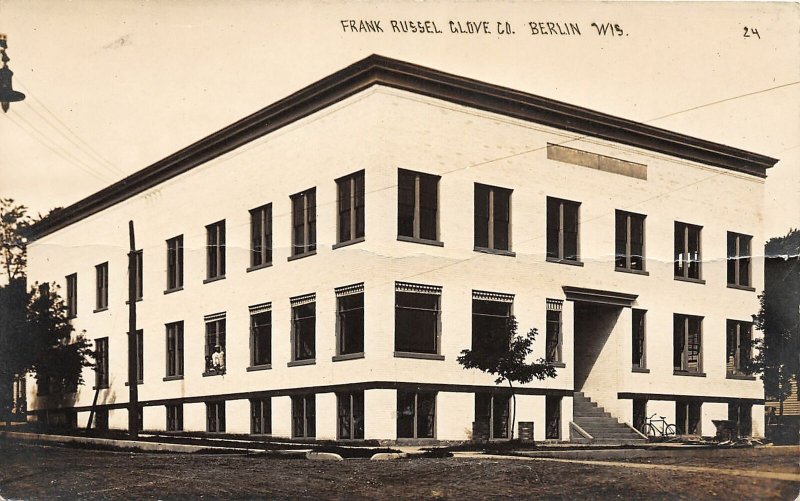 G34/ Berlin Wisconsin RPPC Postcard c1910 Frank Russel Glove Factory