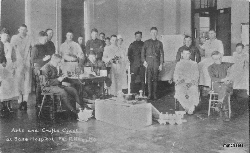 C-1918 Arts Crafts Class Base Hospital Ft Roller Kansas interior postcard 11967