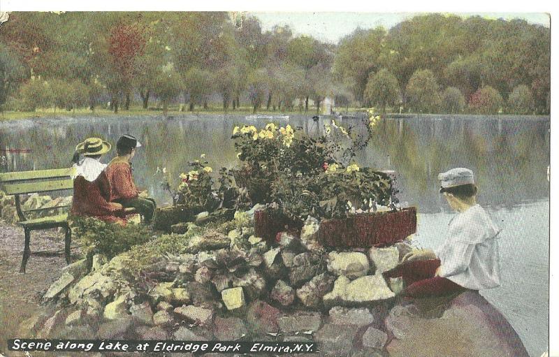 1910 Scene Along Lake At Eldridge Park, Elmira, New York