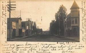 Birnamwood WI Street Scene Storefronts Real Photo Postcard