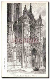 Old Postcard North Portal of the Cathedral of & # 39Evreux
