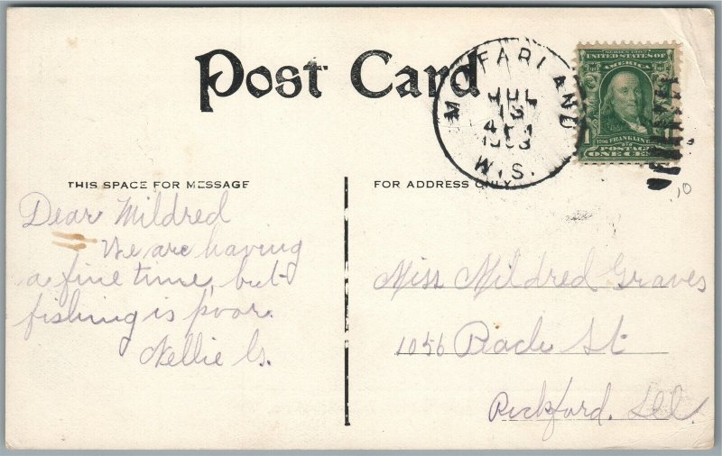LAKE WAUBESA WI TAGGART'S PIER ANTIQUE POSTCARD