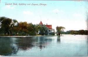 Garfield Park Refectory and Lagoon Chicago Illinois Postcard Posted 1908