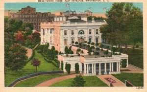 Vintage Postcard 1940 View of White House East Entrance Washington D.C.