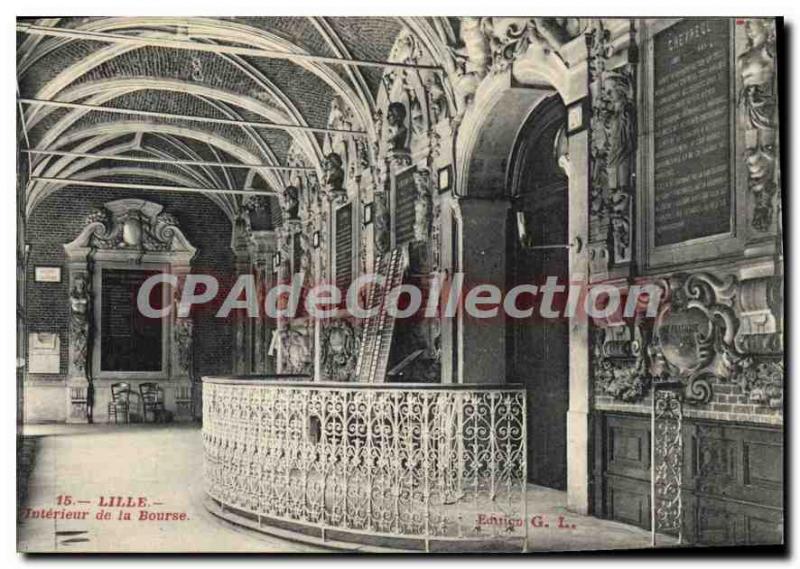 Postcard Old Lille Interior De La Bourse
