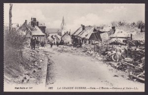 FRANCE, Postcard, Nesle, Entrance of Nesle, RPPC, WWI