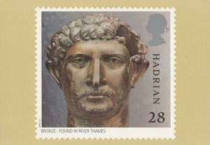 Royal Mail Stamp Postcard - Roman, Hadrian, Bronze Found in River Thames RR8159