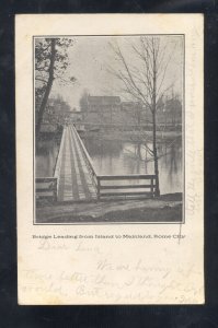 ROME CITY INDIANA BRIDGE LEADING FROM ISLAND TO MAINLAND VINTAGE POSTCARD