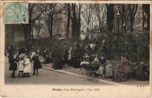 CPA B.J.C. TINTED PARIS Parc montsouris une allee (49307)