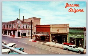 Jerome Arizona~Ghost City~Main St~Mine Antique Museum~Cars~Sign~1950s Postcard