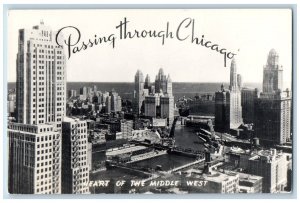 Chicago IL Postcard RPPC Photo Heart Of The Middle West Passing Through Chicago
