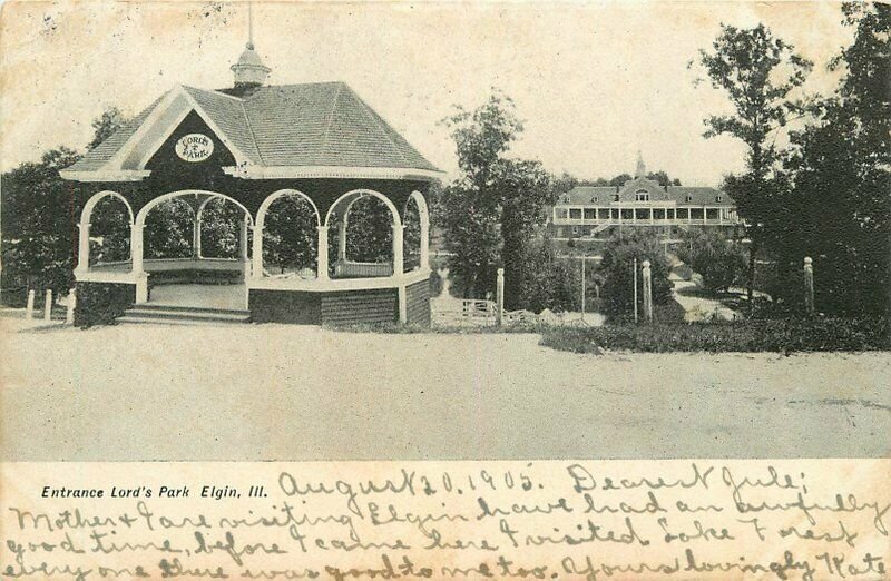 Elgin Illinois Entrance Lord's Park Murray Jordan 1905 Postcard 22-3325