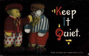 Teddy Bears in Suits KEEP IT QUIET 1907 Used Postcard