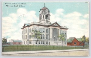 Aberdeen South Dakota~Brown County Courthouse~Iron Fence~c1910 Postcard